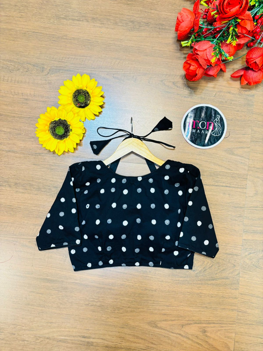 Black Shade Dabu Masaba Cotton Blouse