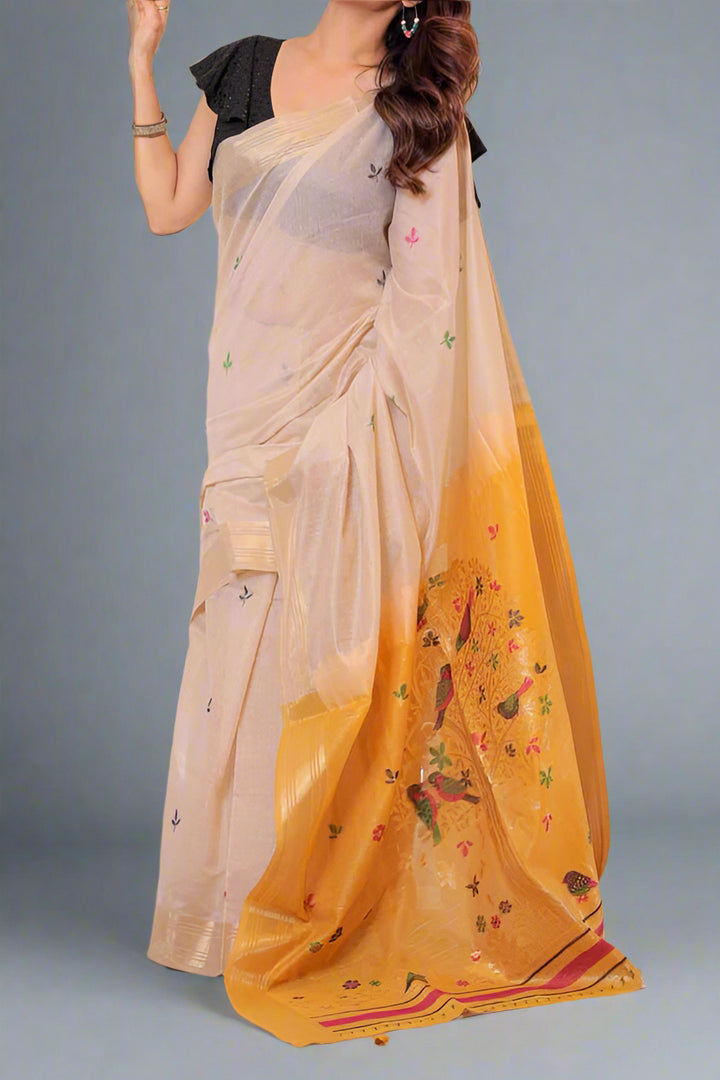 Twilight Radiance Muga Cotton Saree