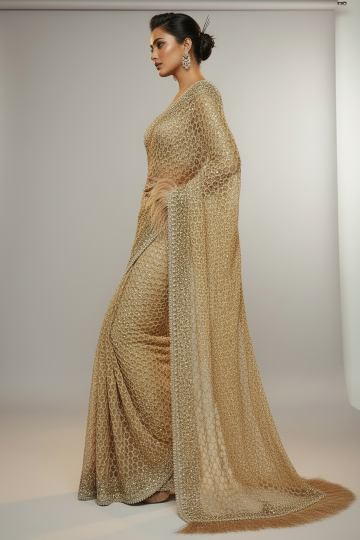 Celebrity Look Starry Drape Net Saree