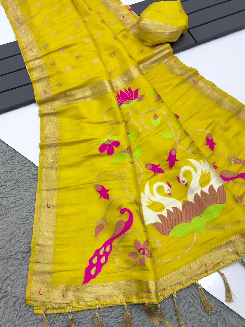 Autumn of the Heart Tissue Organza Saree
