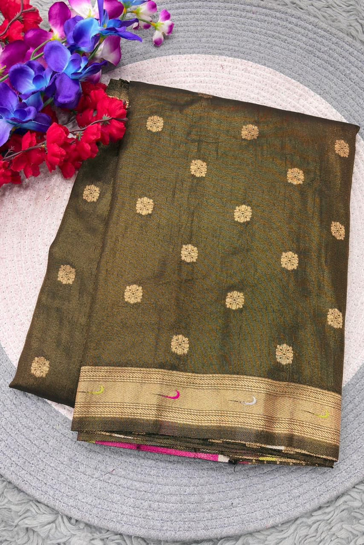 Autumn of the Heart Tissue Organza Saree