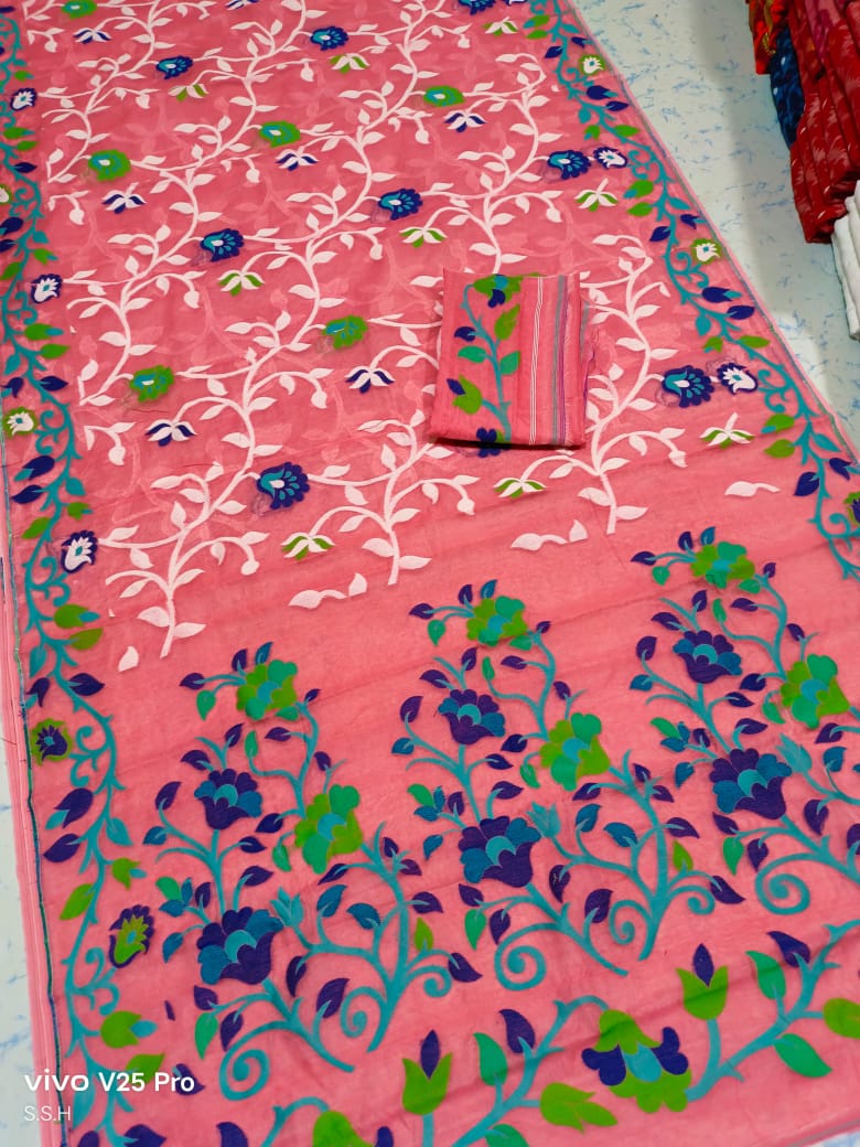 Neel Megh Dhakai Jamdani Saree