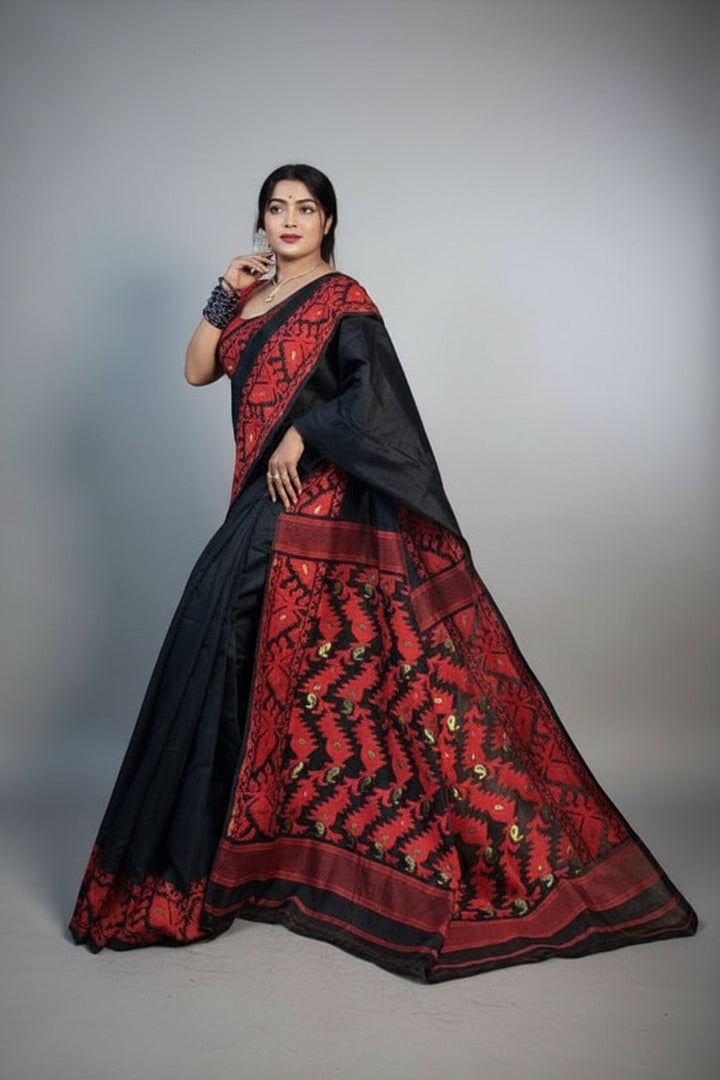 Holud Pakhi Dhakai Jamdani Saree