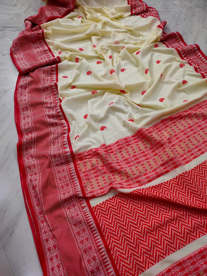 HimaRanga mercerized Cotton Tanchoi Banarasi Saree