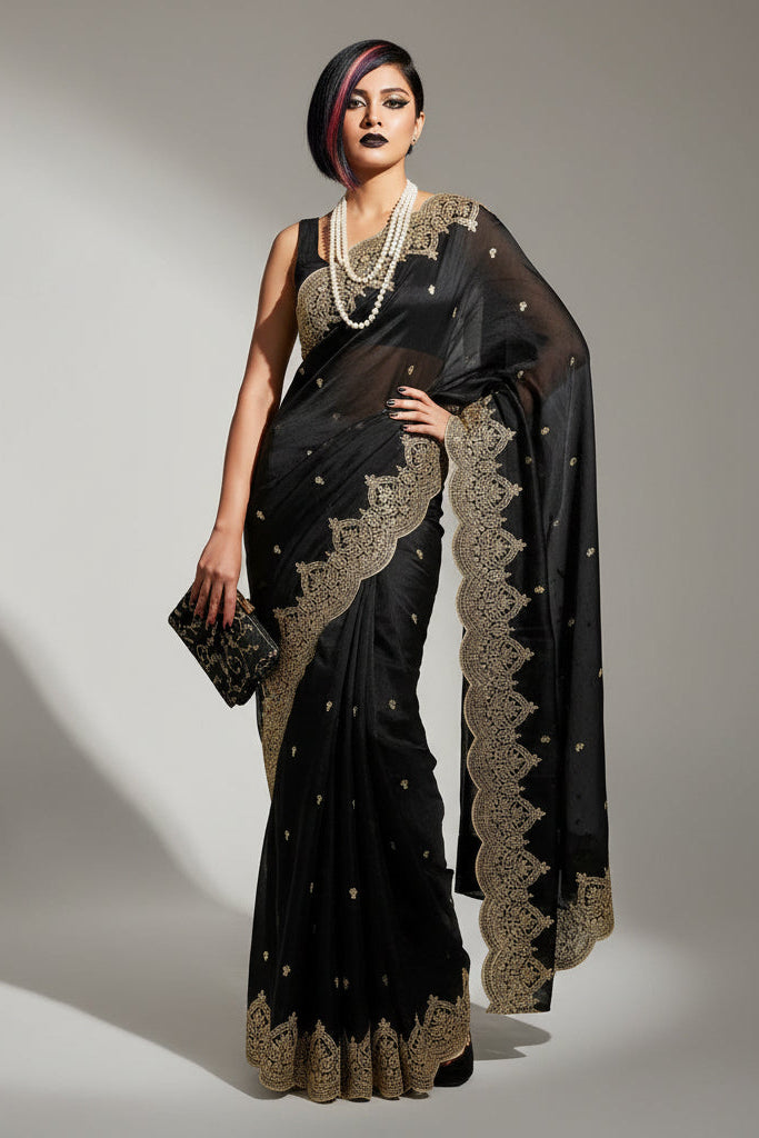 Melodic Toffee Fancy Chiffon Saree
