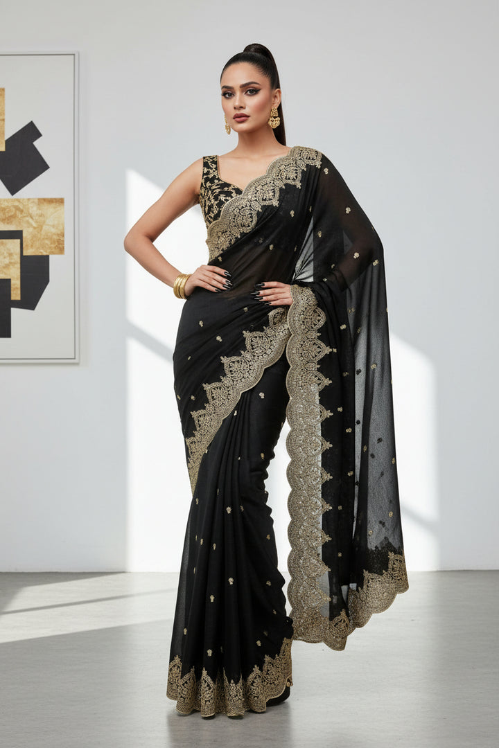 Melodic Toffee Fancy Chiffon Saree