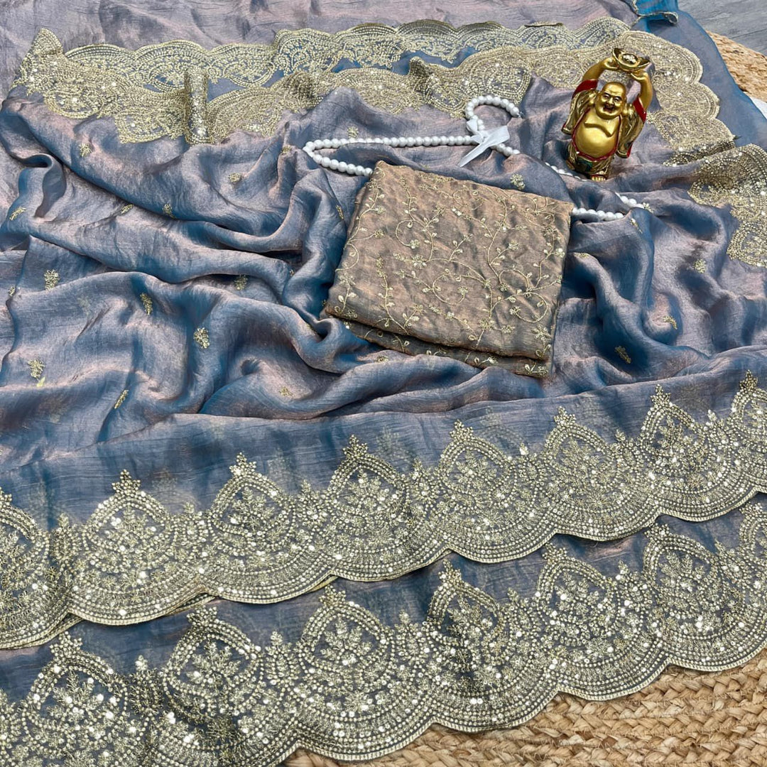 Melodic Toffee Fancy Chiffon Saree