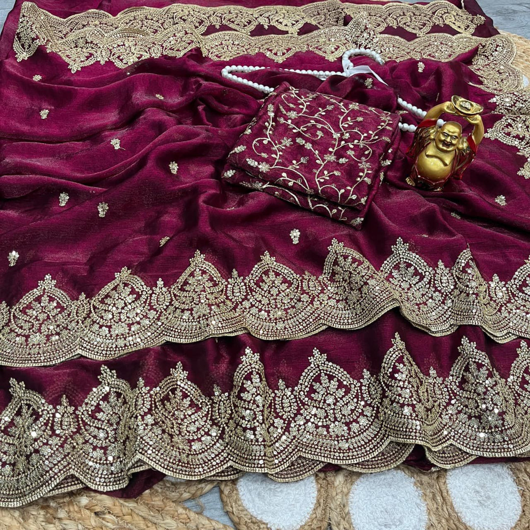 Melodic Toffee Fancy Chiffon Saree