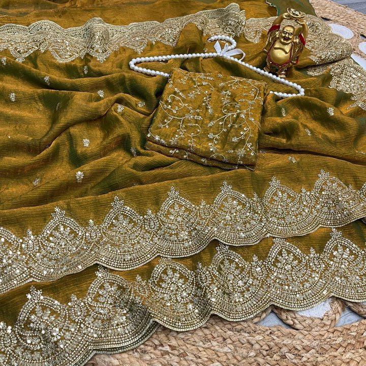 Melodic Toffee Fancy Chiffon Saree