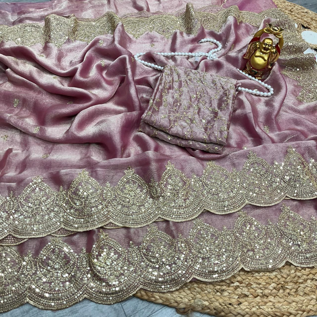 Melodic Toffee Fancy Chiffon Saree