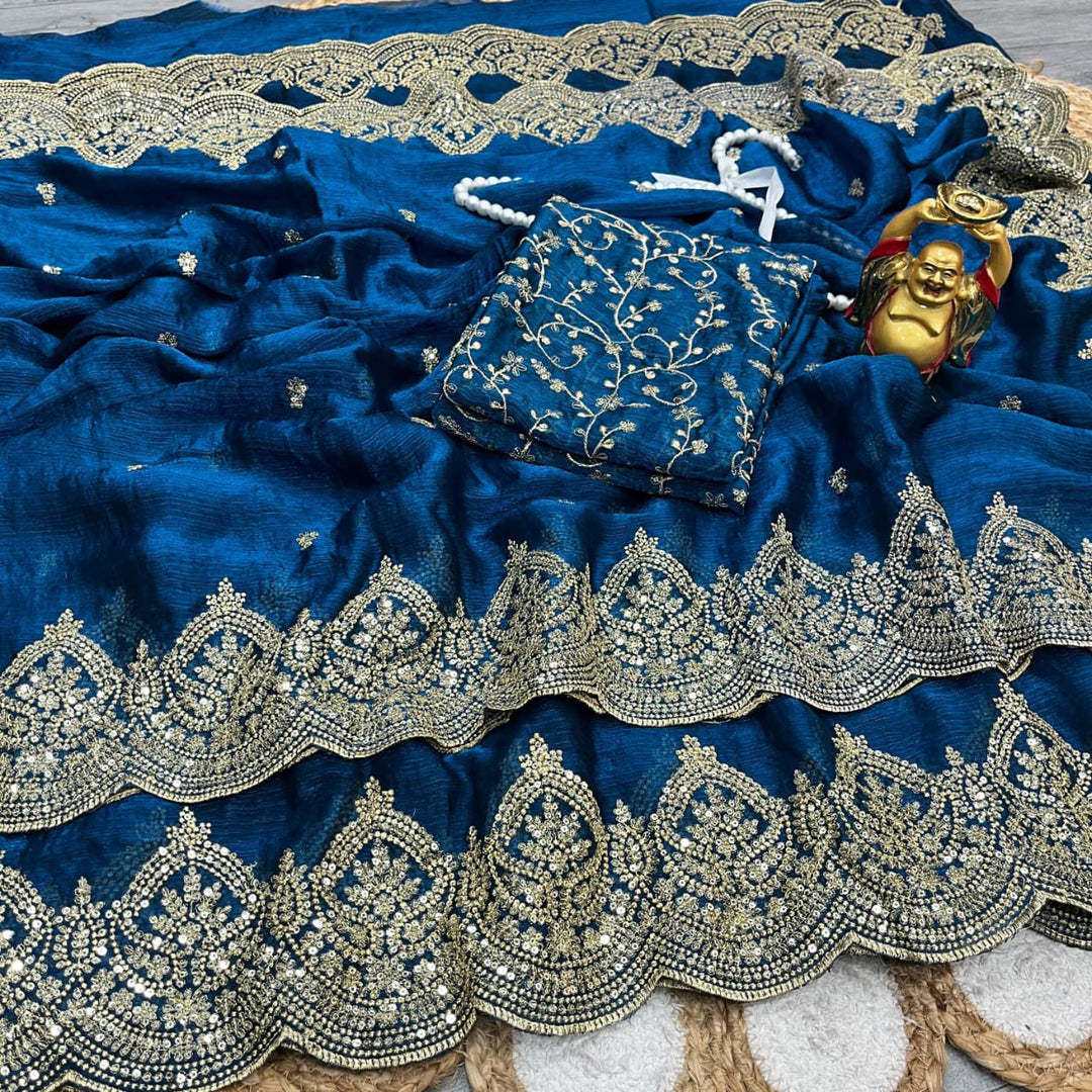 Melodic Toffee Fancy Chiffon Saree