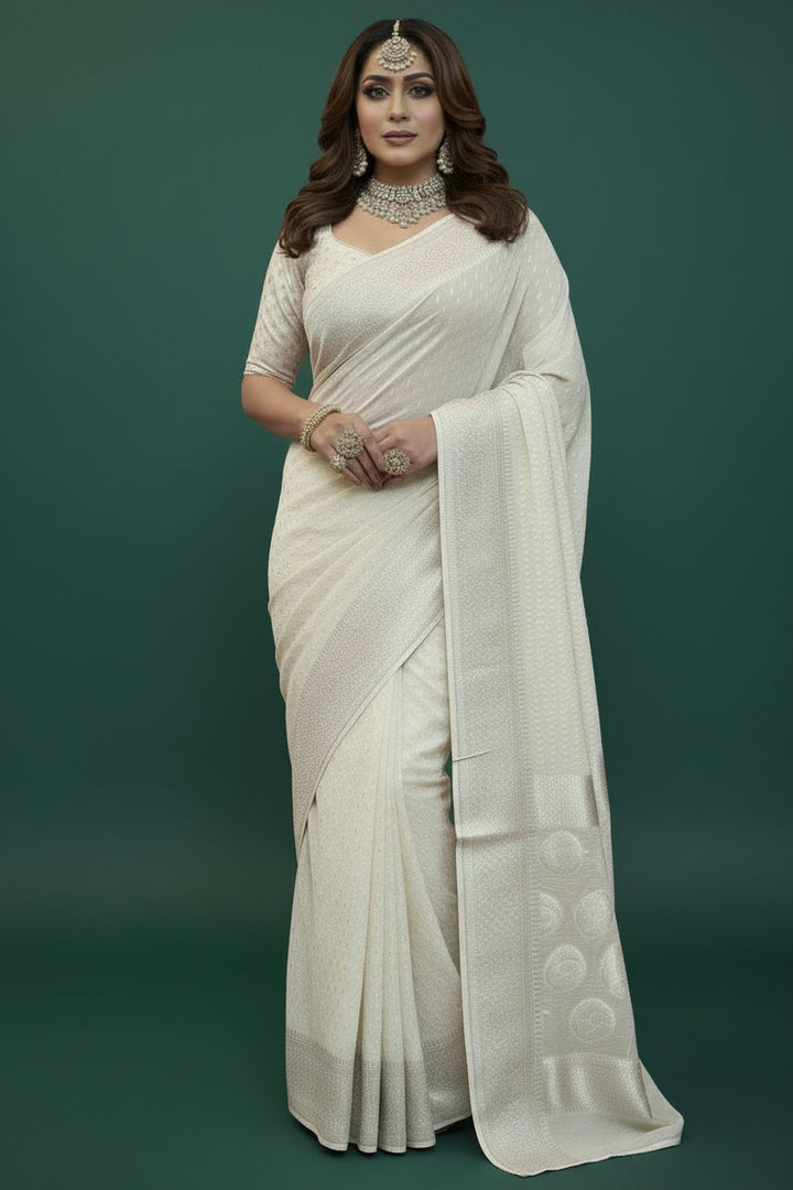 Weave & Wonder - Semi Katan Banarasi Saree