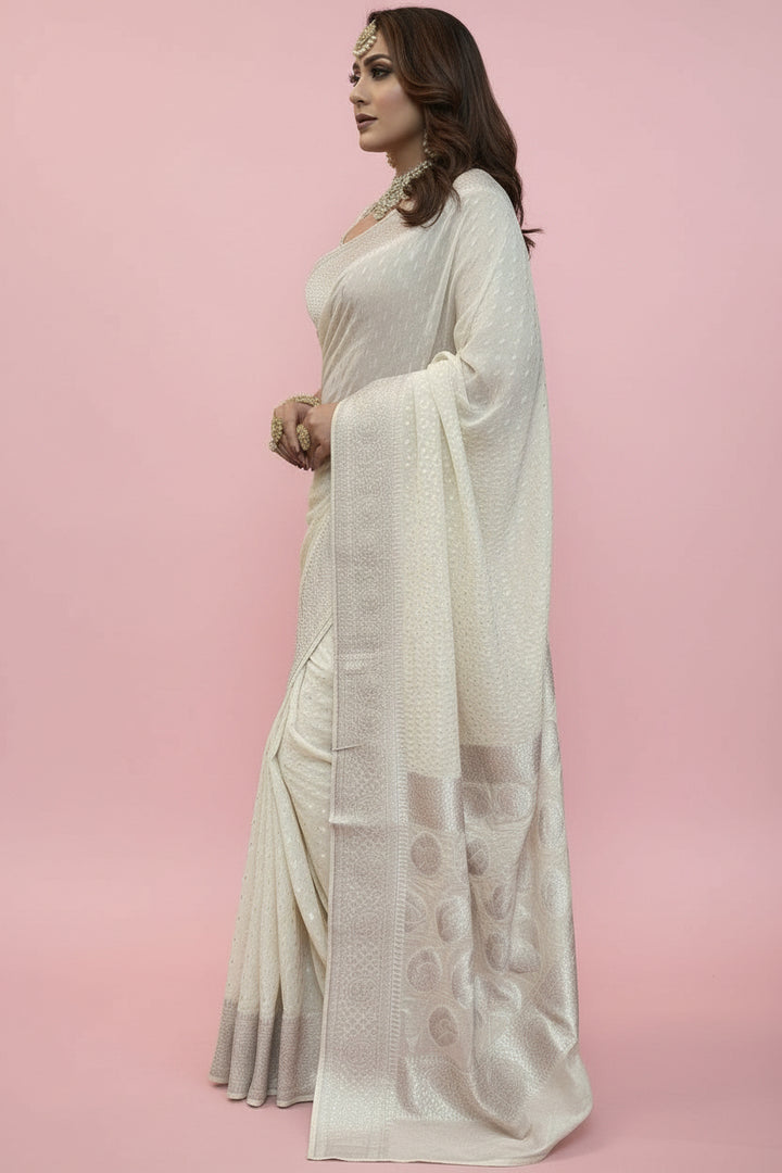 Weave & Wonder - Semi Katan Banarasi Saree