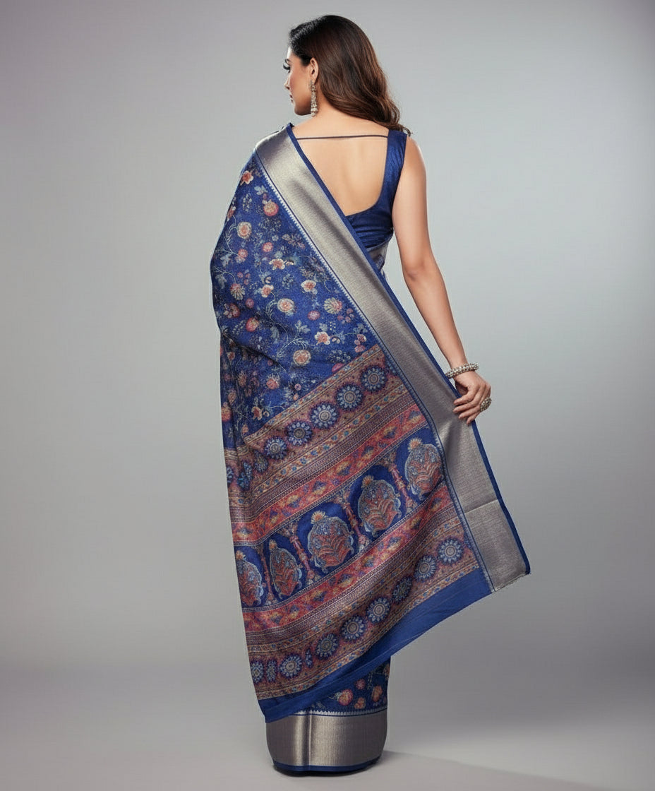 Whiteness  Of Love Fancy Linen Silk Saree