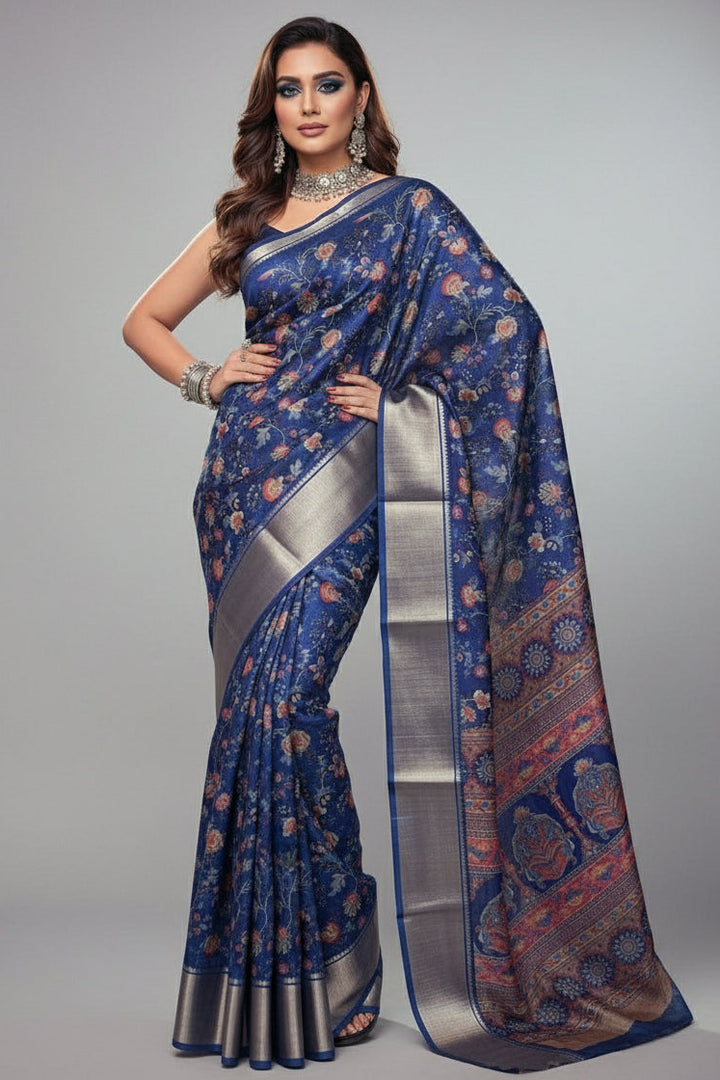 Whiteness  Of Love Fancy Linen Silk Saree