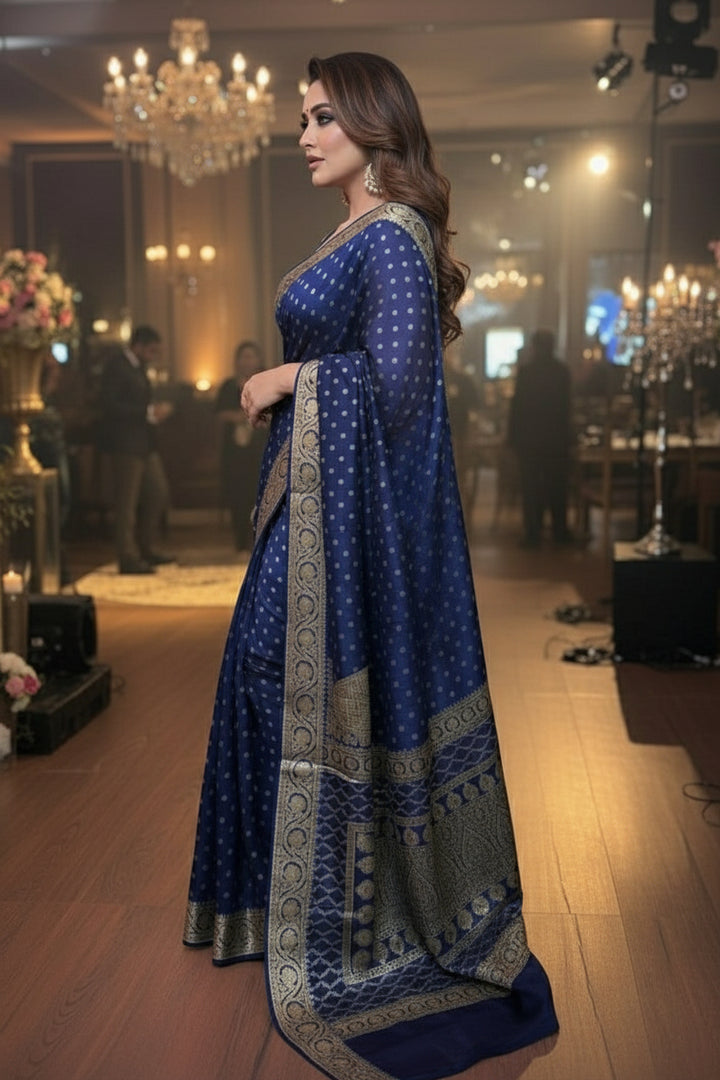 Ethereal Shine- Banarasi Semi Georgette Saree