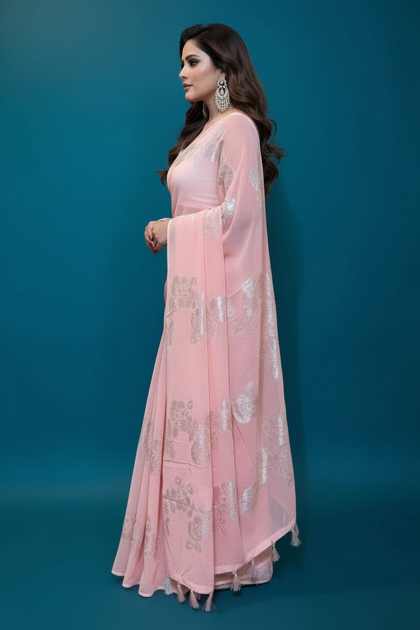 New Hope Peach Chiffon Saree
