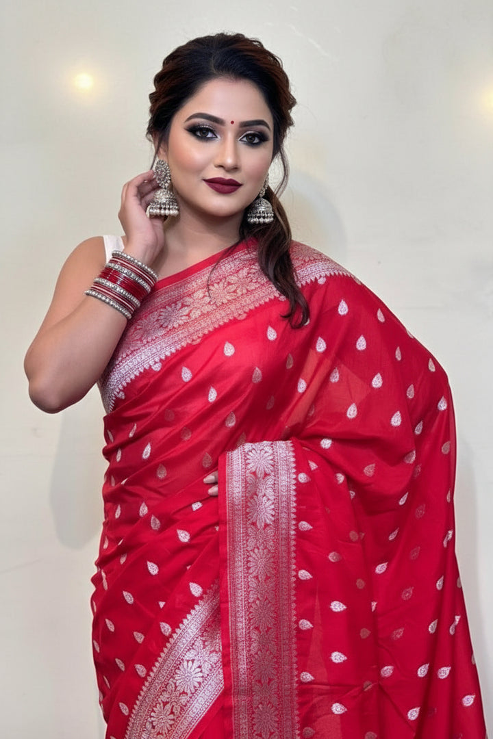 Dazzling Banarasi Semi Katan Light Silk Saree