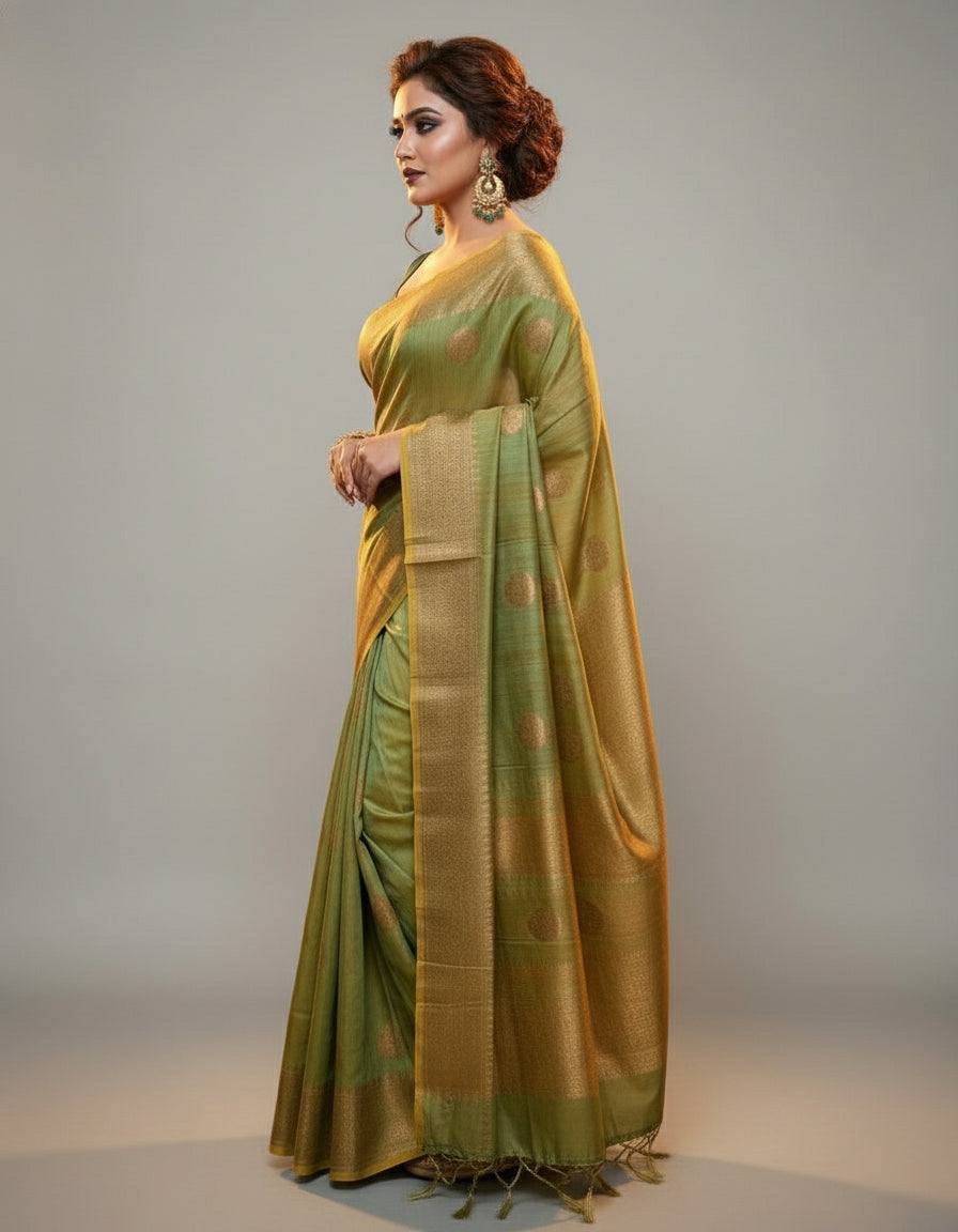 Saree of Splendor- Premium Handwoven Tussar Banarasi Saree
