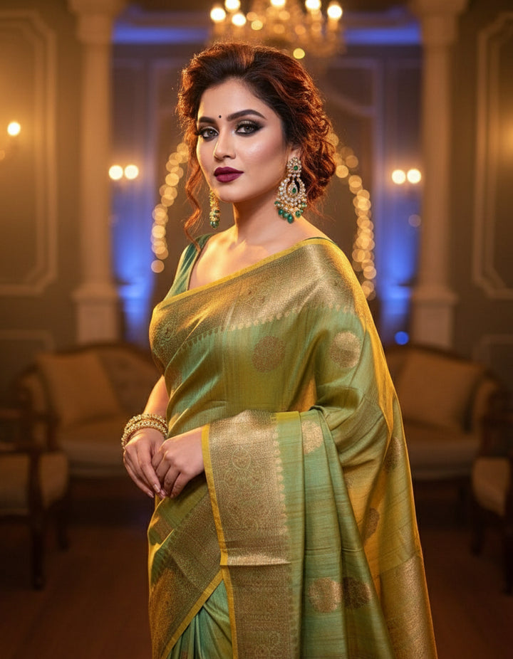 Saree of Splendor- Premium Handwoven Tussar Banarasi Saree