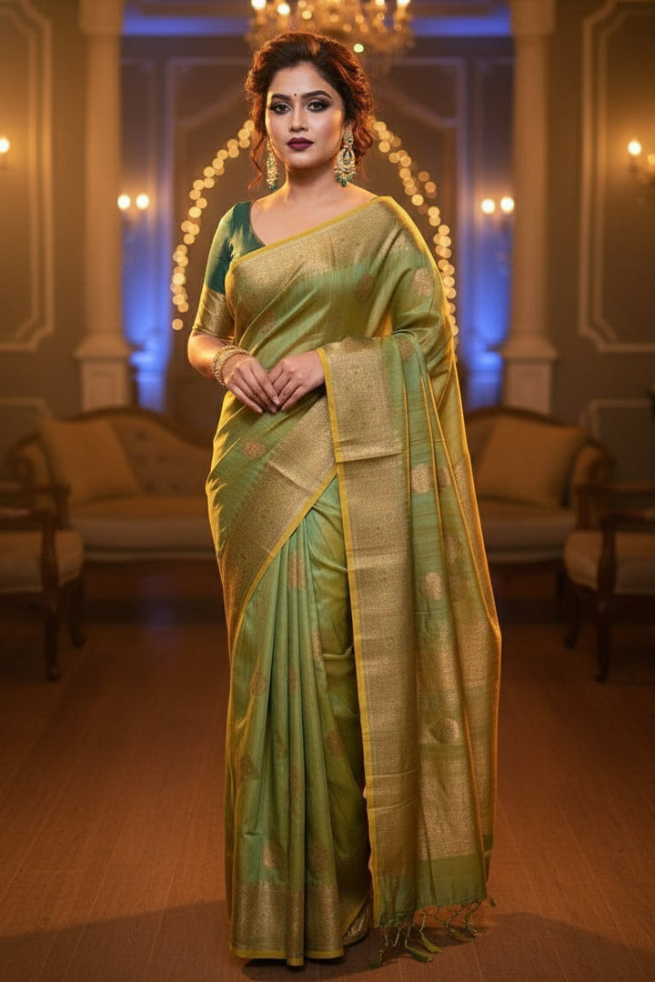 Saree of Splendor- Premium Handwoven Tussar Banarasi Saree