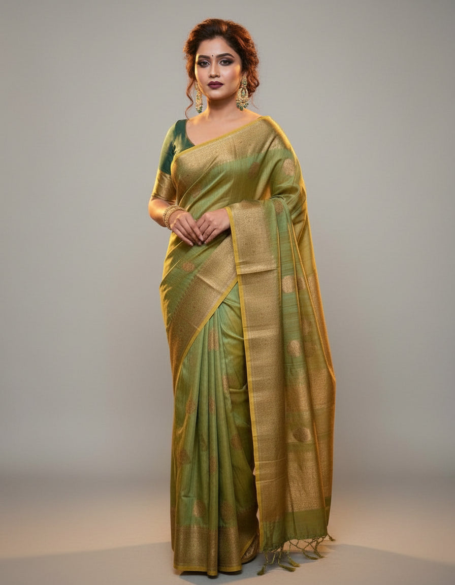 Saree of Splendor- Premium Handwoven Tussar Banarasi Saree