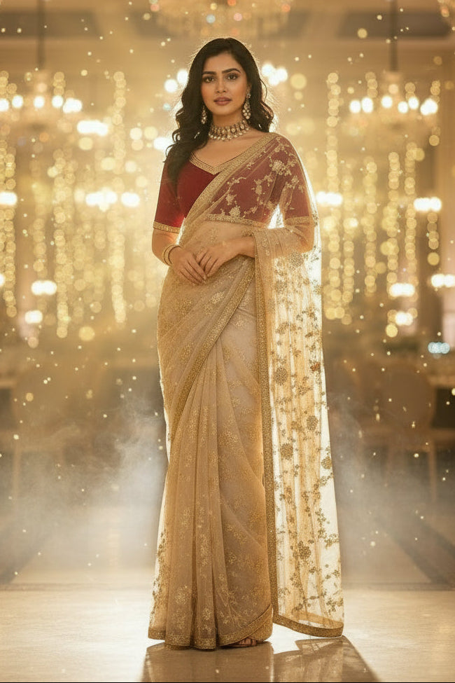 Softest Landing Designer Net Saree