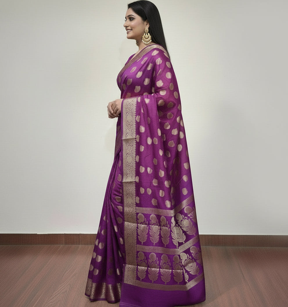 Wine Beauty Banarasi Semi Georgette Saree