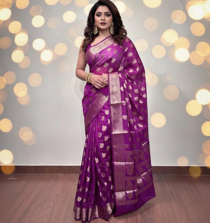 Wine Beauty Banarasi Semi Georgette Saree
