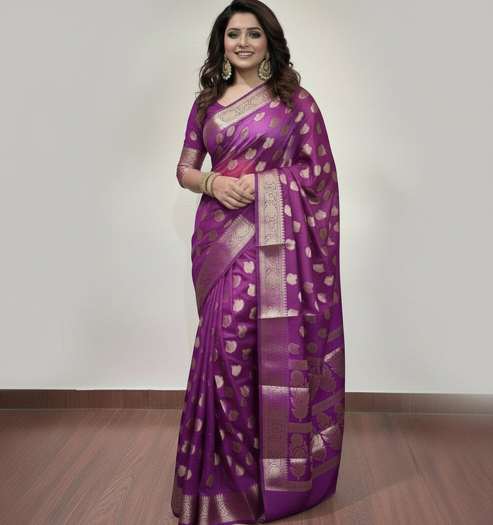 Wine Beauty Banarasi Semi Georgette Saree