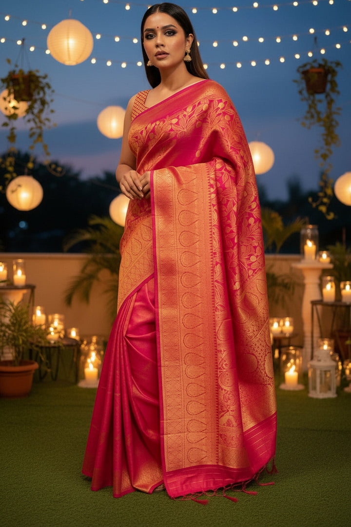 Glowing Kanjivaram Banarasi Silk Saree