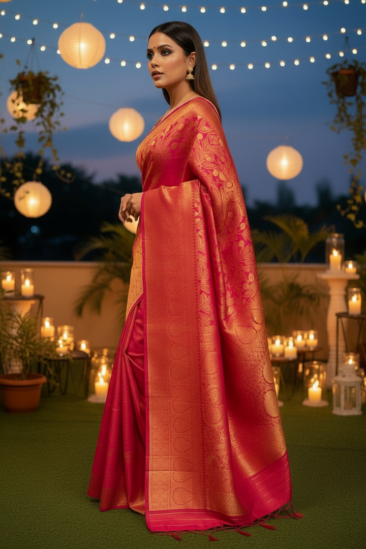 Glowing Kanjivaram Banarasi Silk Saree