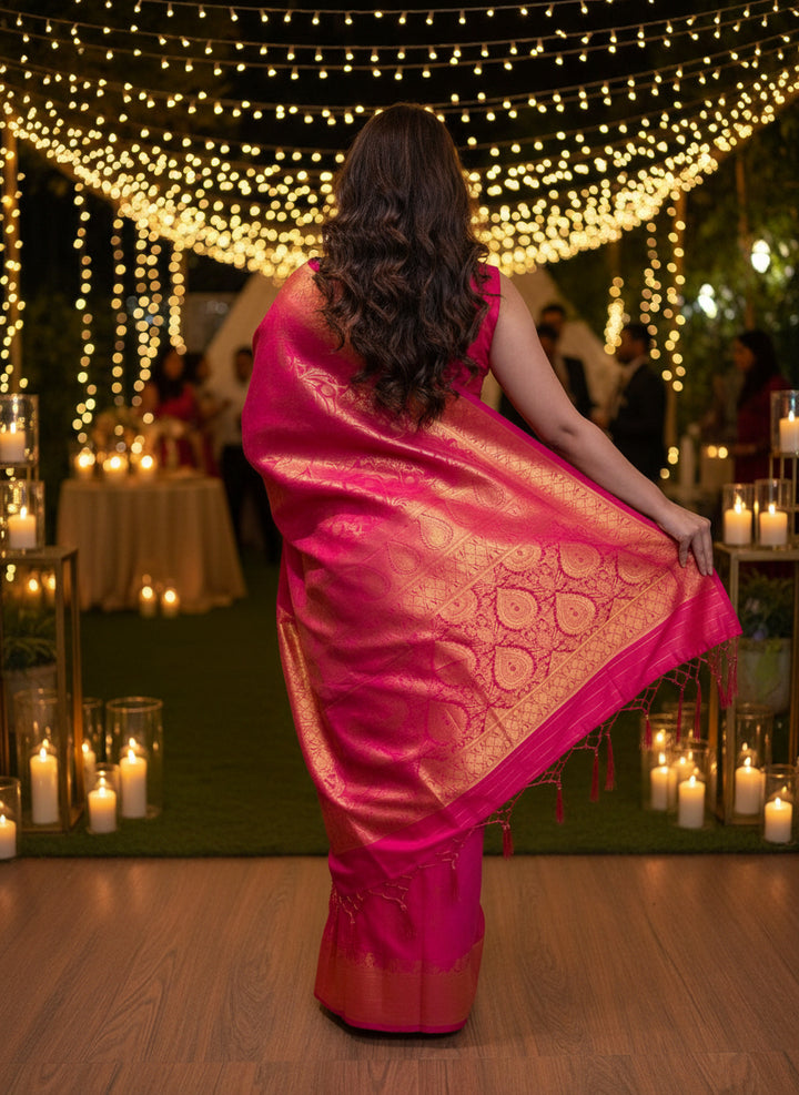 Glowing Kanjivaram Banarasi Silk Saree