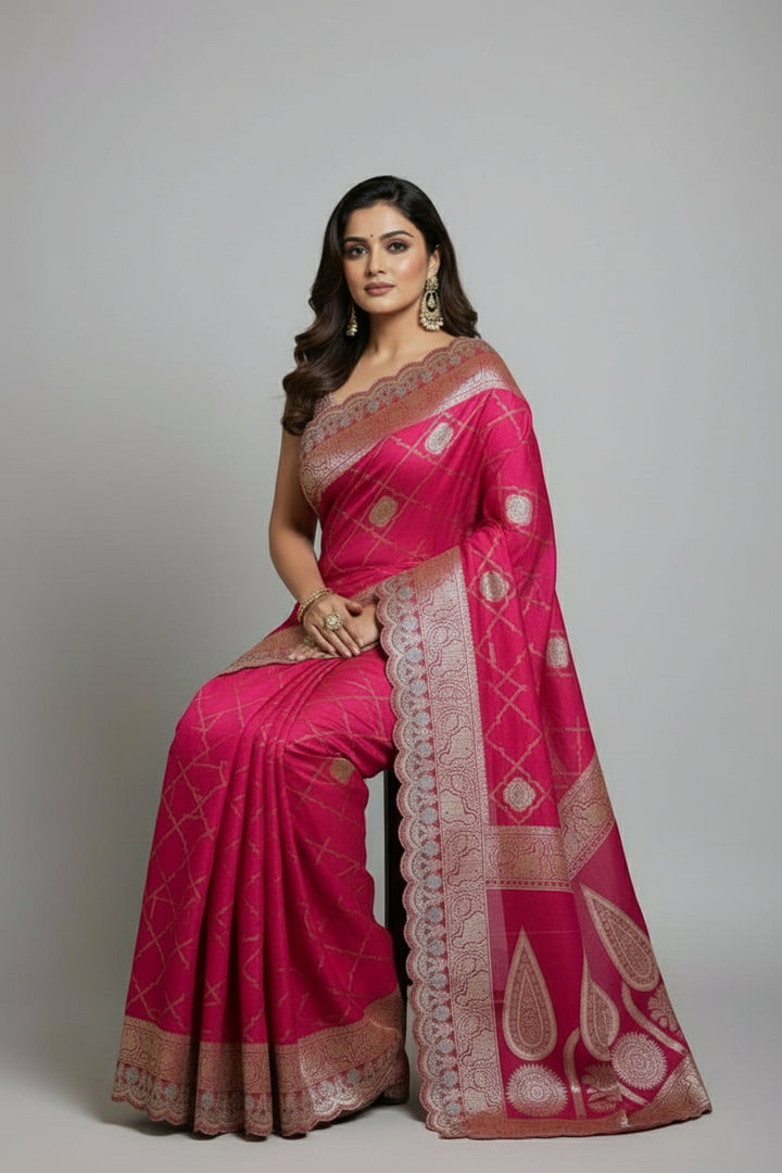 Any Day Special Crepe Georgette  Banarasi Silk Saree