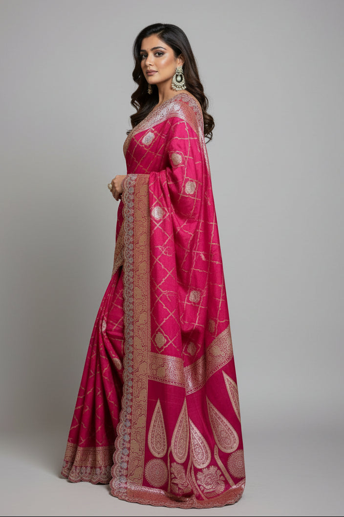 Any Day Special Crepe Georgette  Banarasi Silk Saree