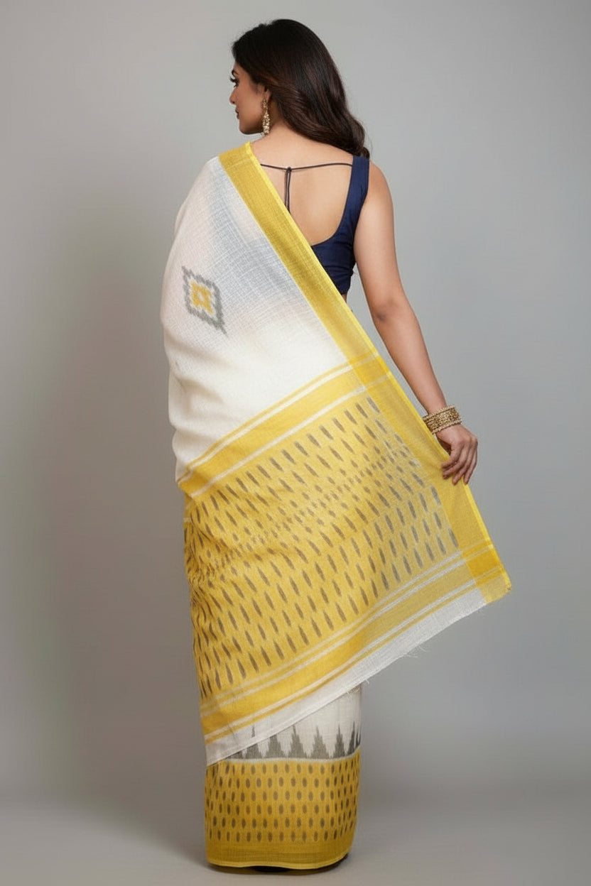 Ikkat Print Linen Saree