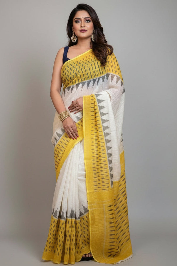 Ikkat Print Linen Saree
