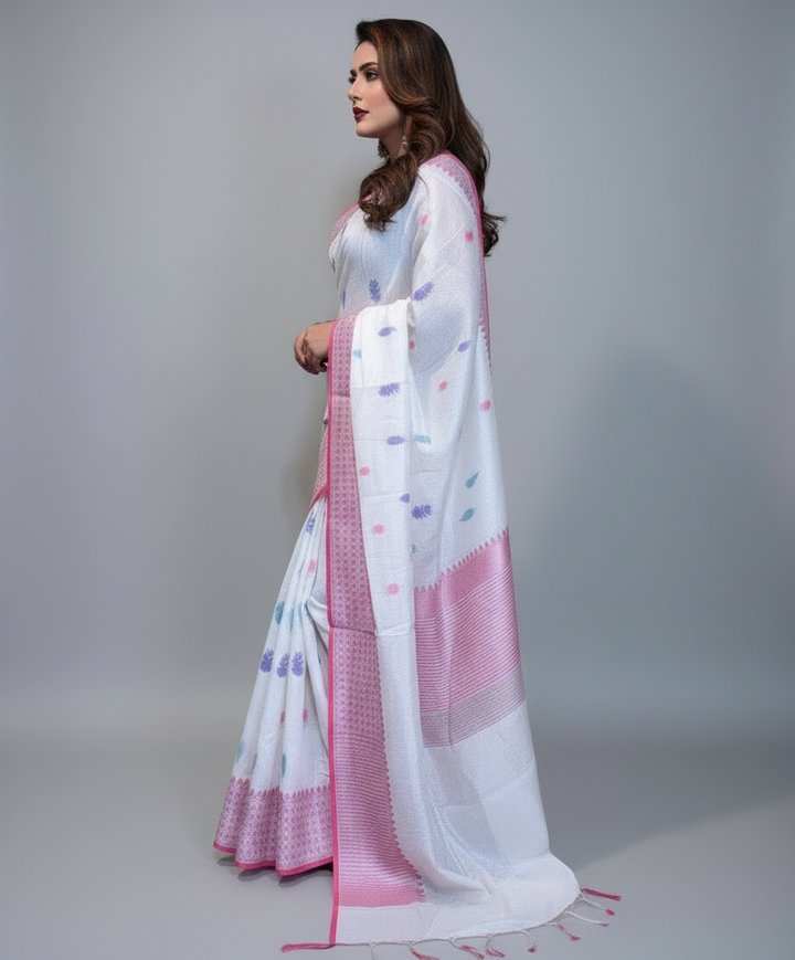 Threaded Glory - Bhagalpuri  Linen Saree
