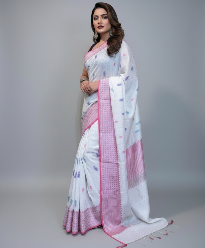 Threaded Glory - Bhagalpuri  Linen Saree