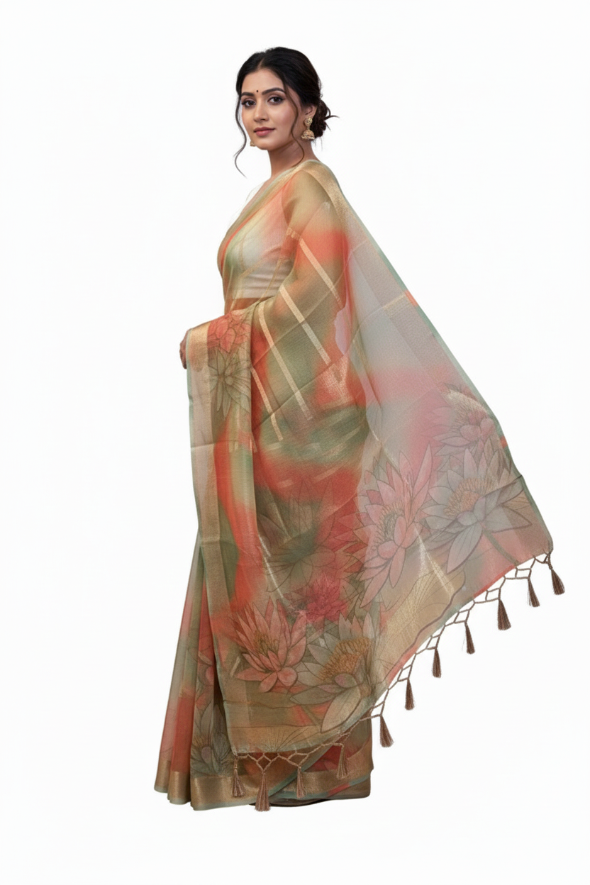 Perfectly Crafted Banarasi Crush Chiffon Saree