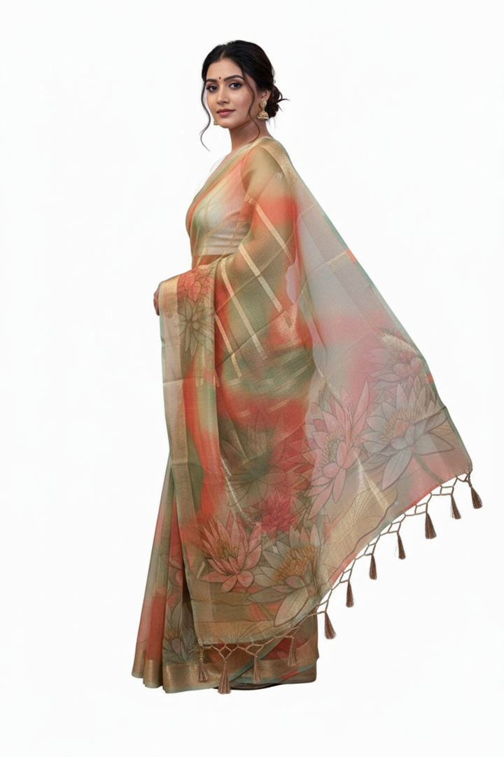 Perfectly Crafted Banarasi Crush Chiffon Saree