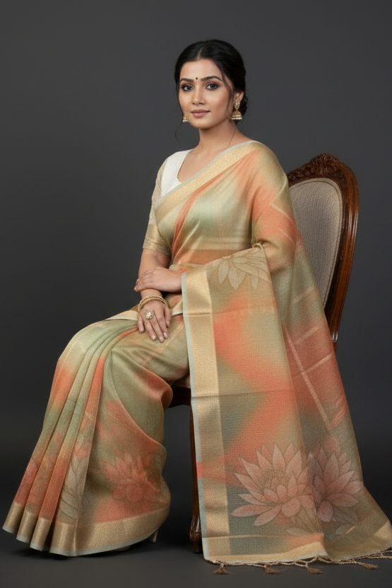 Perfectly Crafted Banarasi Crush Chiffon Saree