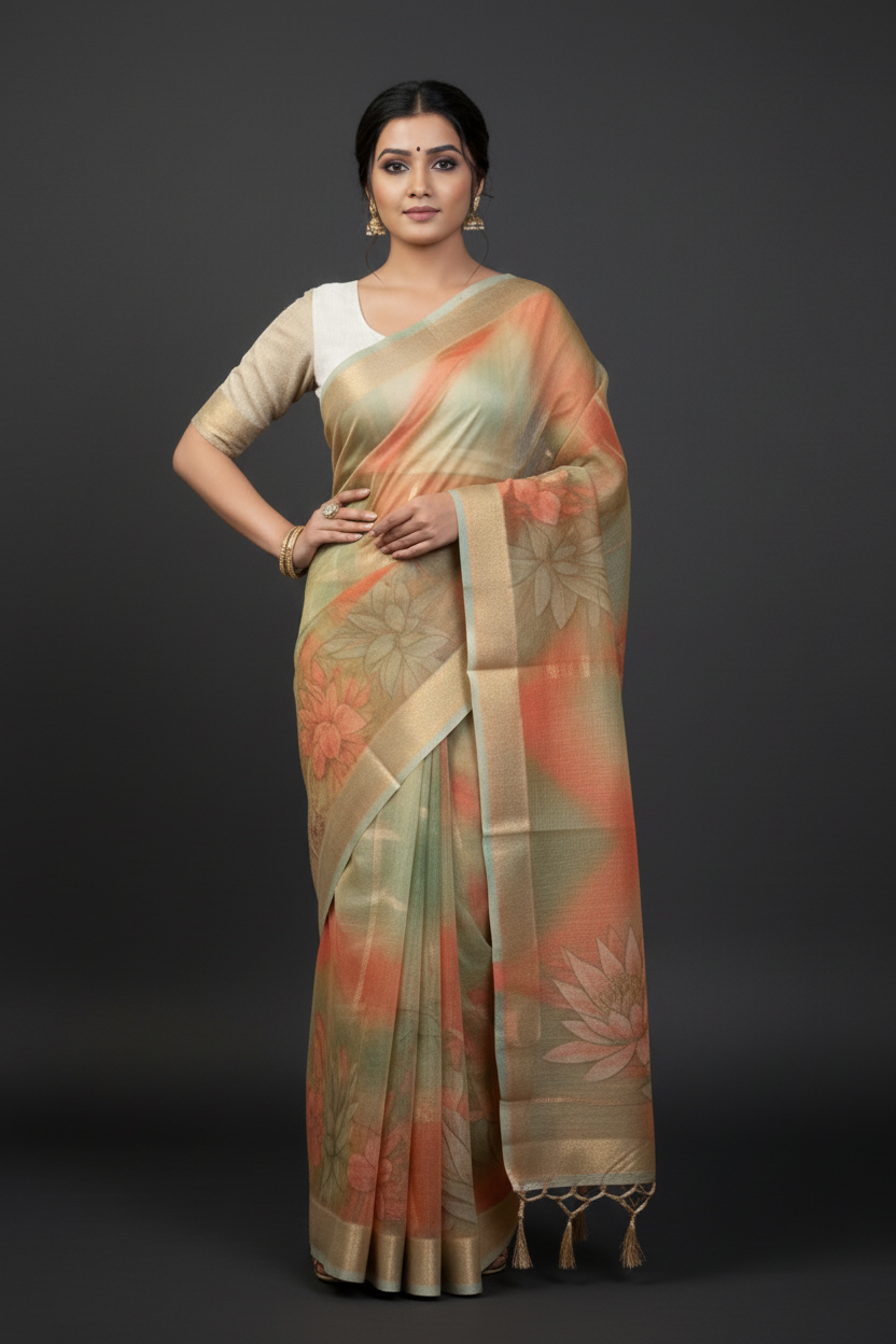 Perfectly Crafted Banarasi Crush Chiffon Saree