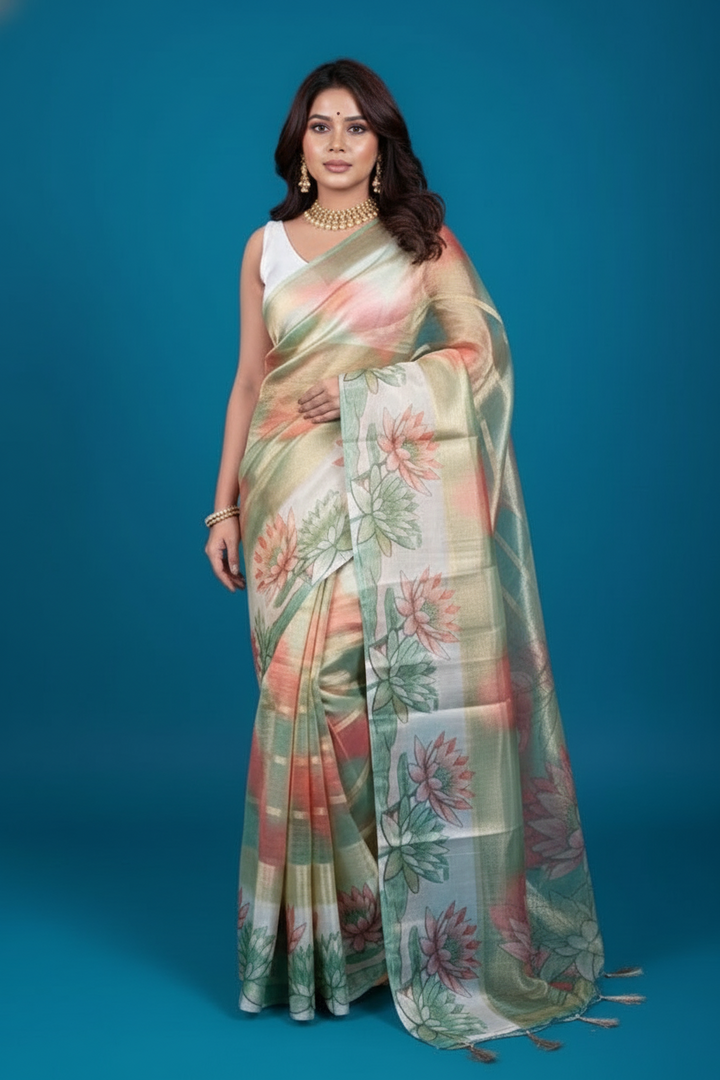Perfectly Crafted Banarasi Crush Chiffon Saree
