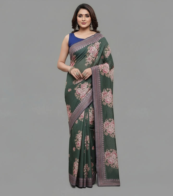 Elysian Dream - Fancy Satin Silk Digital Print Saree