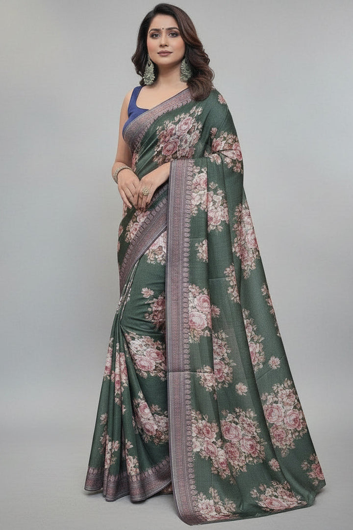 Elysian Dream - Fancy Satin Silk Digital Print Saree