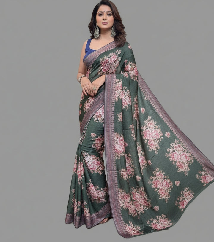 Elysian Dream - Fancy Satin Silk Digital Print Saree