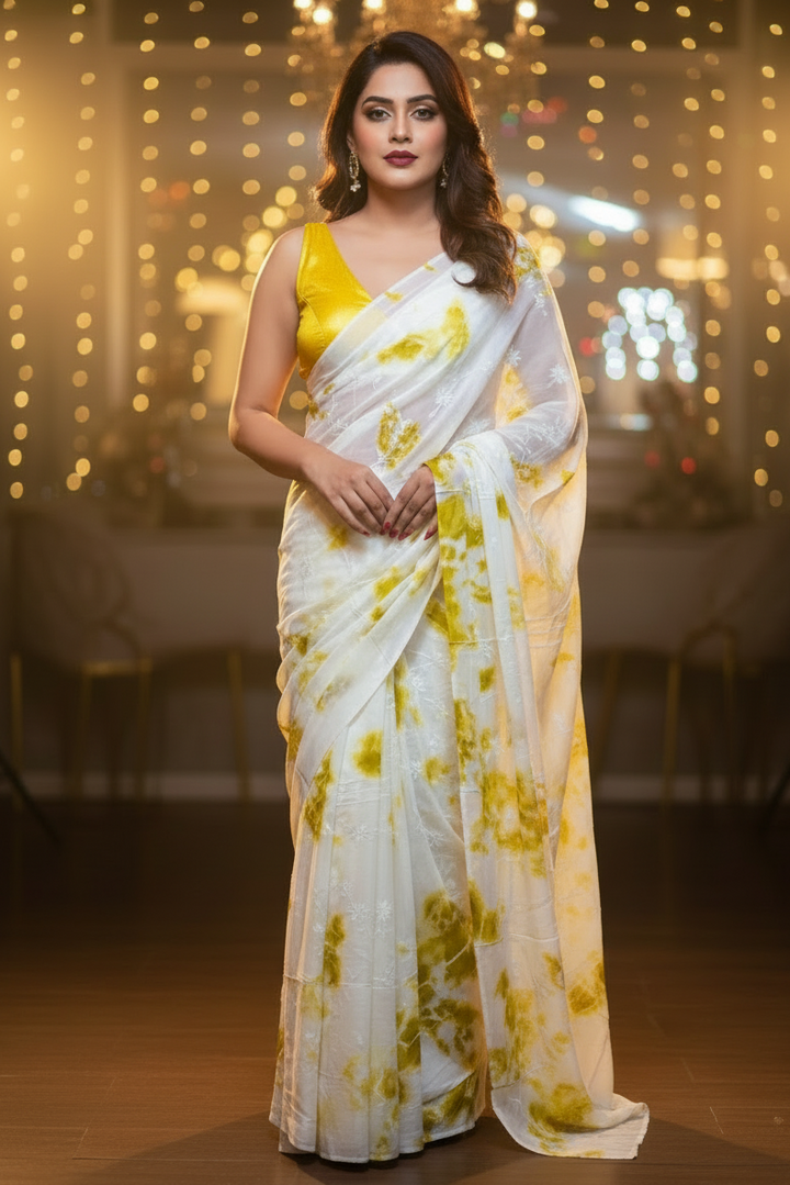 Shibori Chiffon Saree