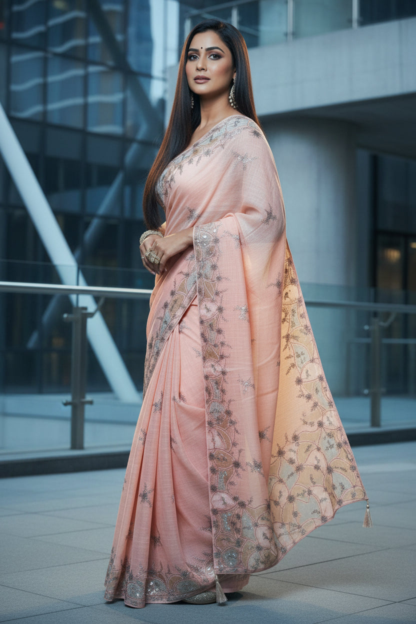 Flexing The Linen  Saree
