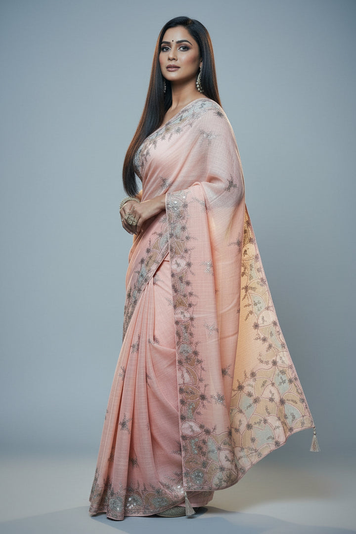 Flexing The Linen  Saree